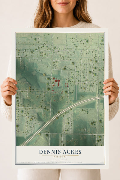 Map of Dennis Acres, Missouri, 18 x 24 inch unframed archival matte print