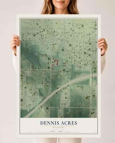 Map of Dennis Acres, Missouri, 24 x 36 inch unframed archival matte print