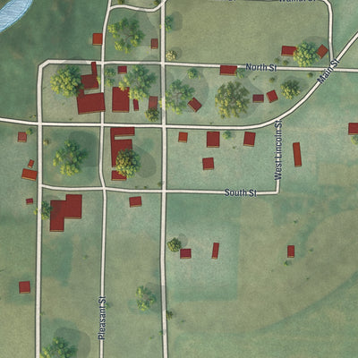 Close-up of the map of Denver, Missouri print showing street and building detail