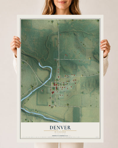 Map of Denver, Missouri, 24 x 36 inch unframed archival matte print