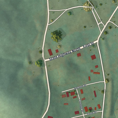 Second close-up of the map of Des Arc, Missouri print showing more streets and buildings