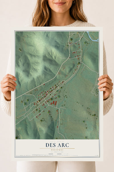 Map of Des Arc, Missouri, 18 x 24 inch unframed archival matte print