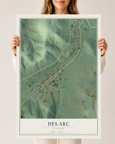 Map of Des Arc, Missouri, 24 x 36 inch unframed archival matte print