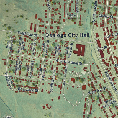 Second close-up of the map of Desloge, Missouri print showing more streets and buildings