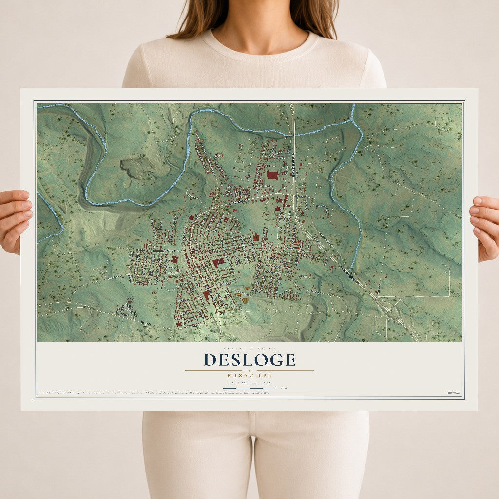 Map of Desloge, Missouri, 18 x 24 inch unframed archival matte print
