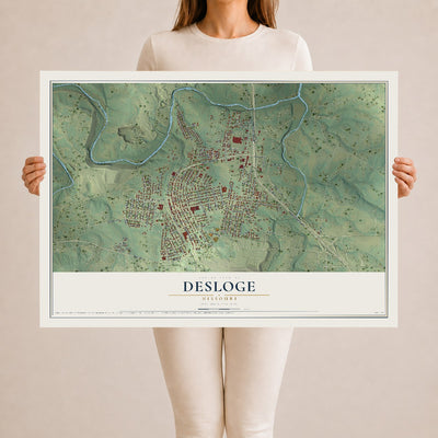 Map of Desloge, Missouri, 24 x 36 inch unframed archival matte print