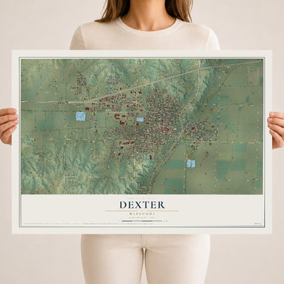 Map of Dexter, Missouri, 18 x 24 inch unframed archival matte print
