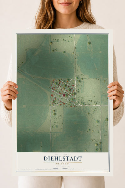 Map of Diehlstadt, Missouri, 18 x 24 inch unframed archival matte print