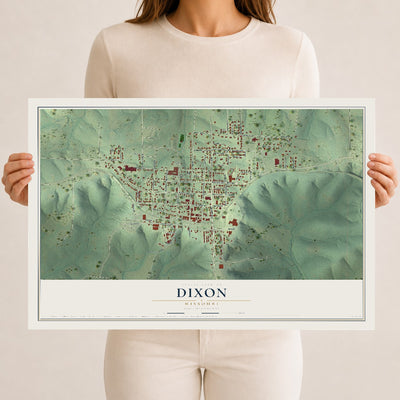 Map of Dixon, Missouri, 12 x 18 inch unframed archival matte print
