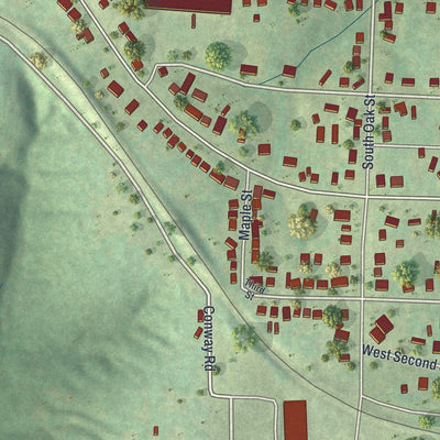 Second close-up of the map of Dixon, Missouri print showing more streets and buildings