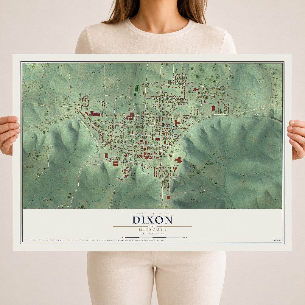 Map of Dixon, Missouri, 18 x 24 inch unframed archival matte print