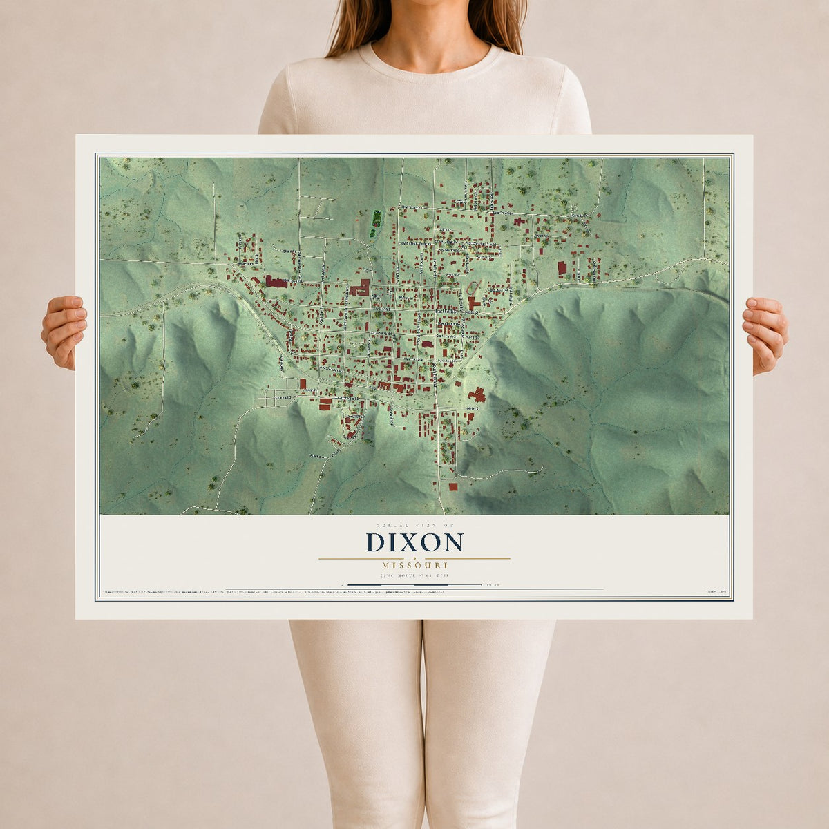 Map of Dixon, Missouri, 24 x 36 inch unframed archival matte print