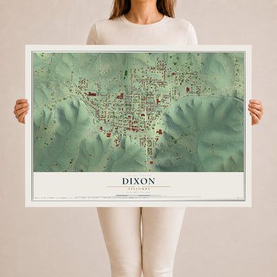 Map of Dixon, Missouri, 24 x 36 inch unframed archival matte print