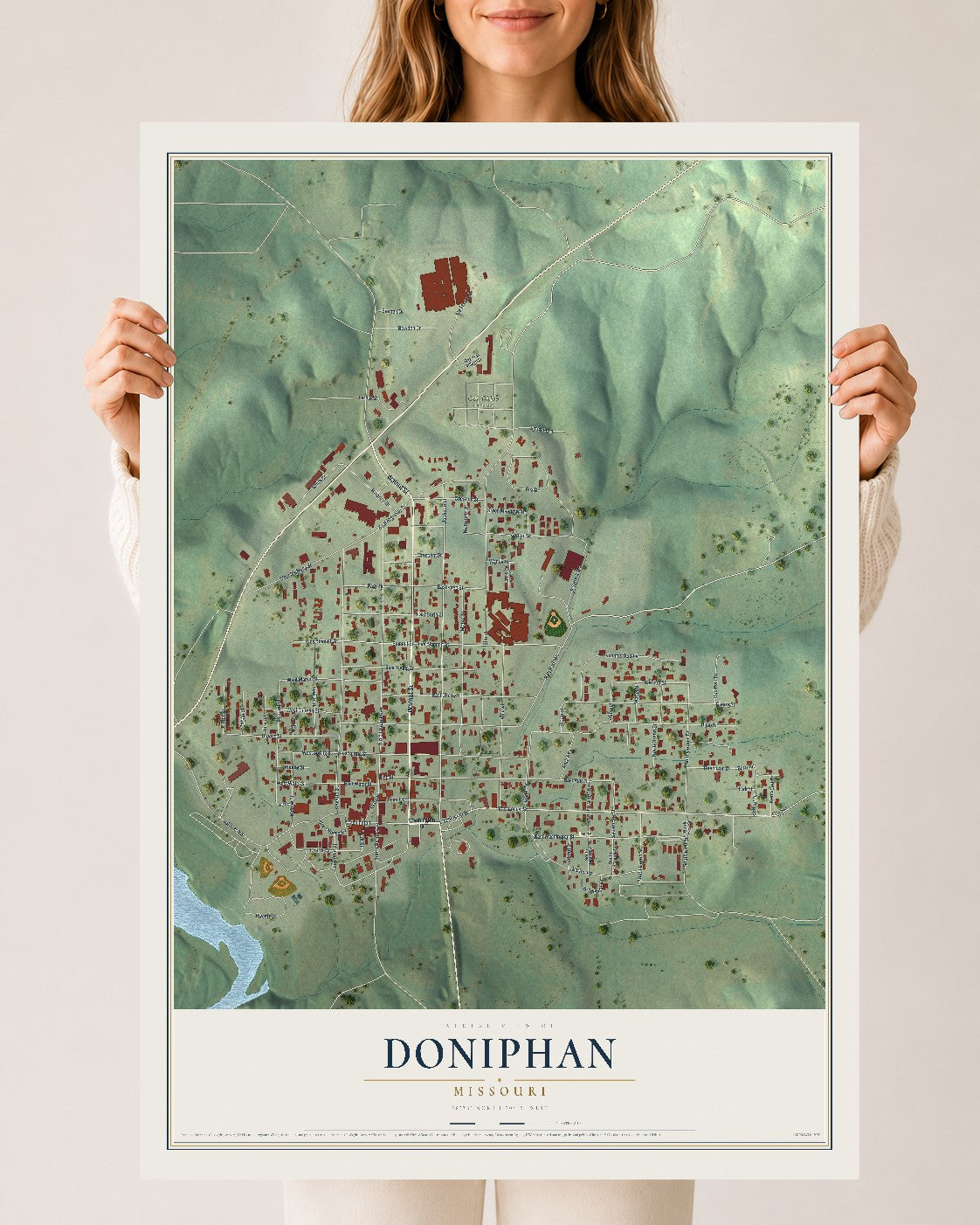 Map of Doniphan, Missouri, 24 x 36 inch unframed archival matte print
