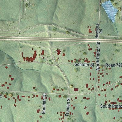Close-up of the map of Doolittle, Missouri print showing street and building detail