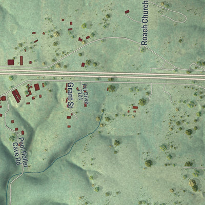 Second close-up of the map of Doolittle, Missouri print showing more streets and buildings