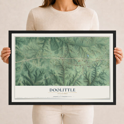 Map of Doolittle, Missouri, 12 x 18 inch print in a black wood frame
