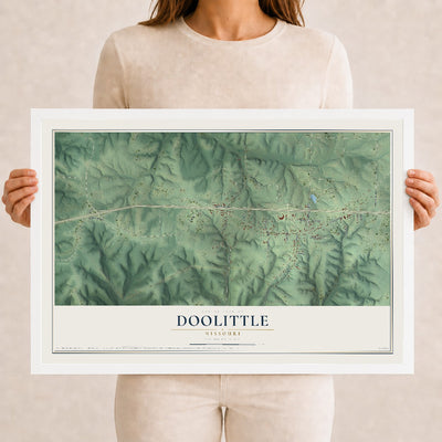 Map of Doolittle, Missouri, 12 x 18 inch print in a white wood frame
