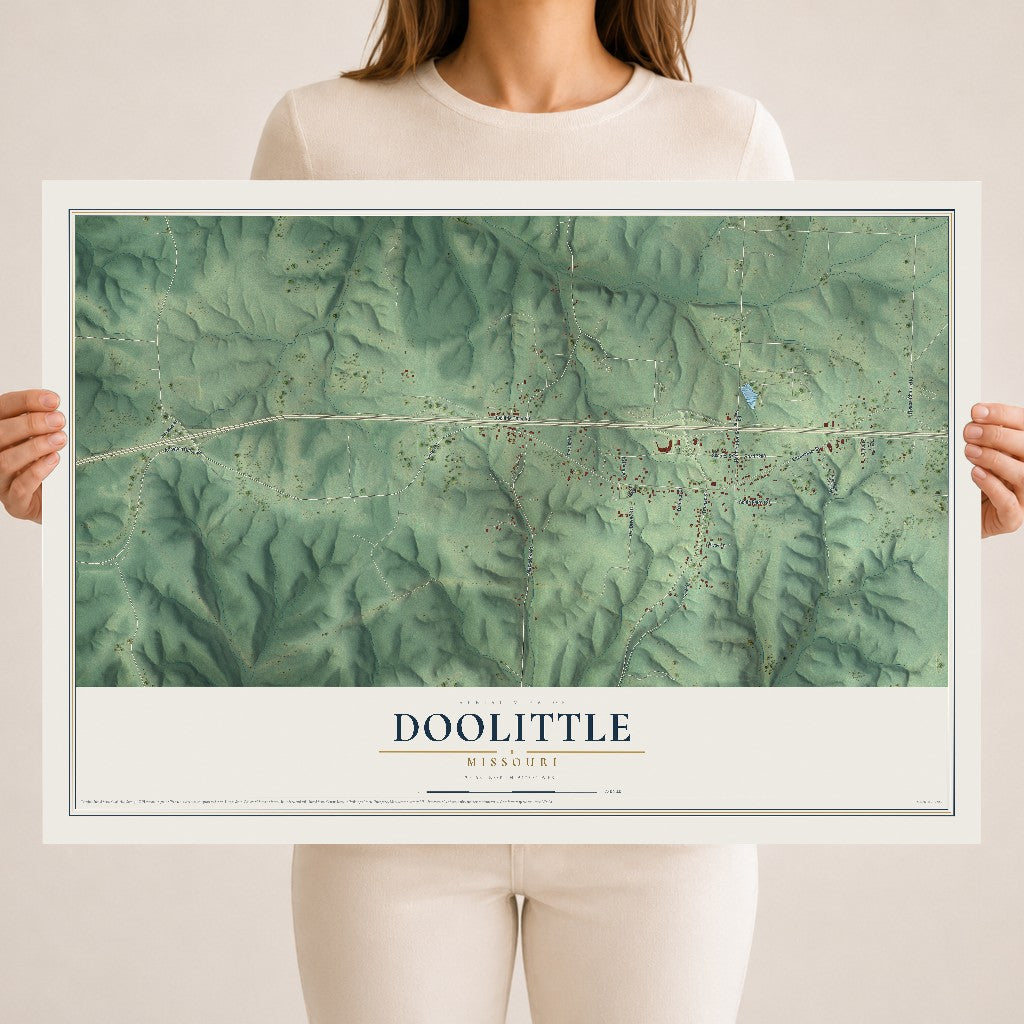 Map of Doolittle, Missouri, 18 x 24 inch unframed archival matte print
