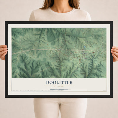 Map of Doolittle, Missouri, 18 x 24 inch print in a black wood frame