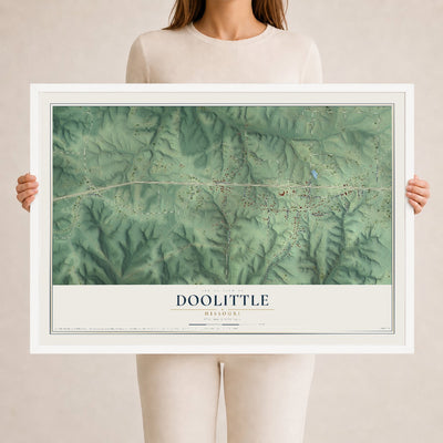 Map of Doolittle, Missouri, 24 x 36 inch print in a white wood frame