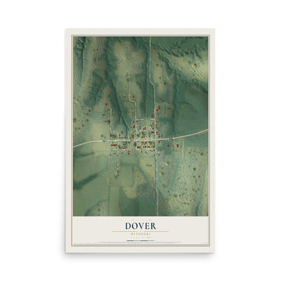 Map of Dover, Missouri, 12 x 18 inch unframed archival matte print