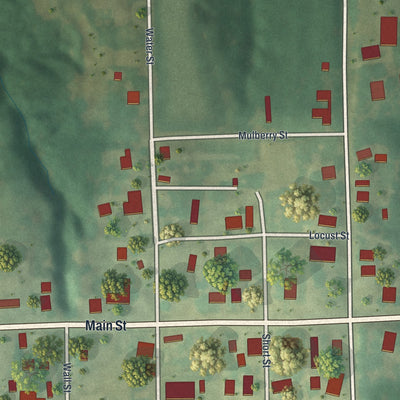 Close-up of the map of Dover, Missouri print showing street and building detail
