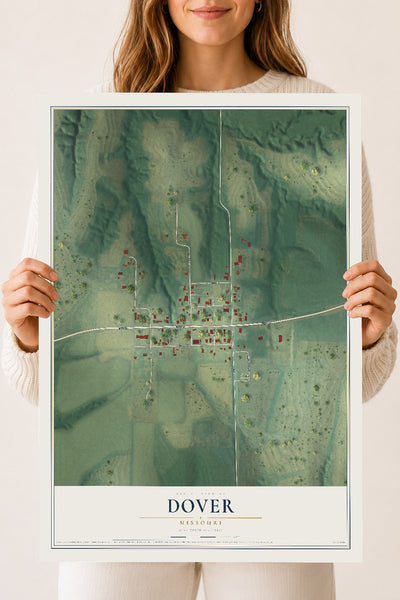 Map of Dover, Missouri, 18 x 24 inch unframed archival matte print
