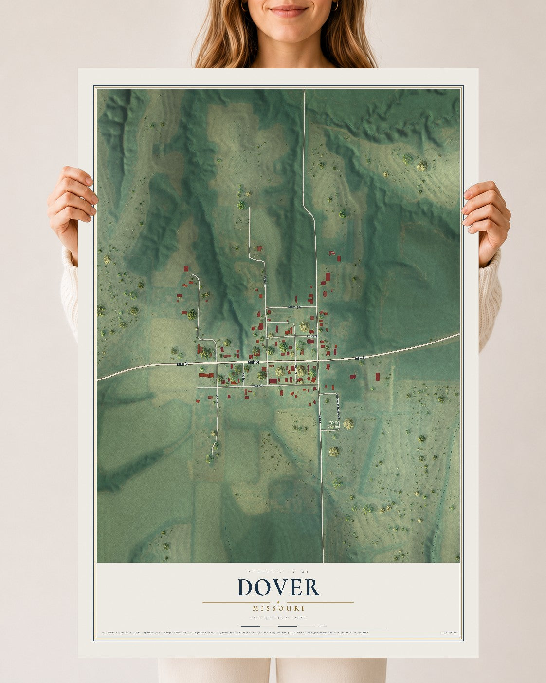 Map of Dover, Missouri, 24 x 36 inch unframed archival matte print
