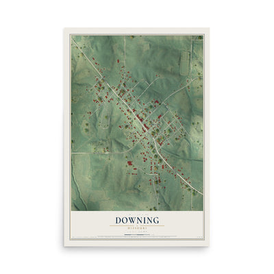 Map of Downing, Missouri, 12 x 18 inch unframed archival matte print