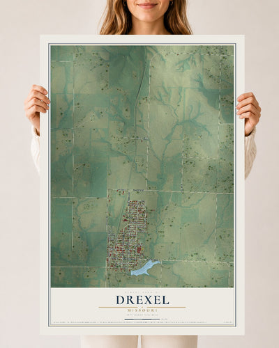 Map of Drexel, Missouri, 24 x 36 inch unframed archival matte print