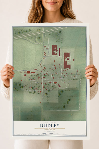 Map of Dudley, Missouri, 18 x 24 inch unframed archival matte print