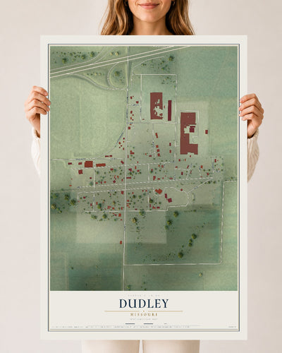 Map of Dudley, Missouri, 24 x 36 inch unframed archival matte print
