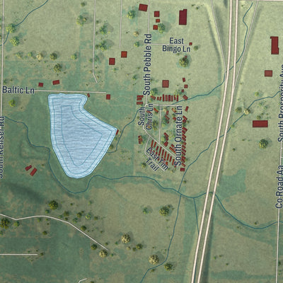 Second close-up of the map of Duenweg, Missouri print showing more streets and buildings