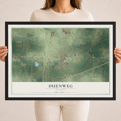 Map of Duenweg, Missouri, 18 x 24 inch print in a black wood frame
