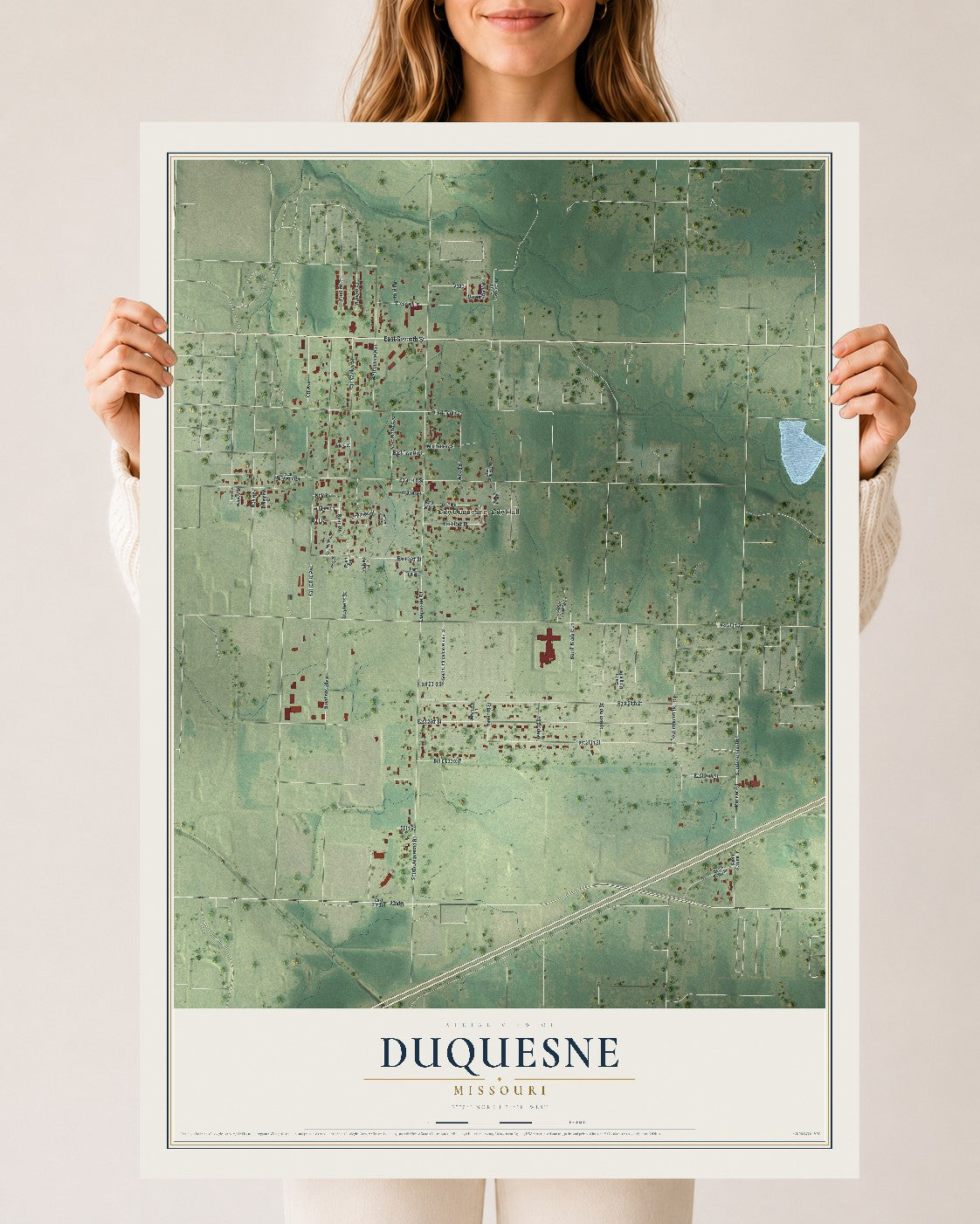 Map of Duquesne, Missouri, 24 x 36 inch unframed archival matte print
