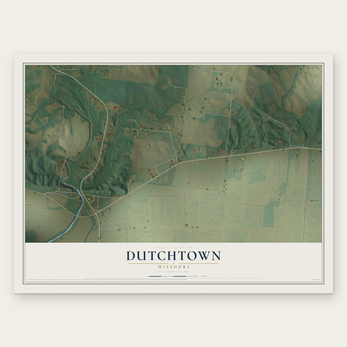 Dutchtown, Missouri map print, the full design