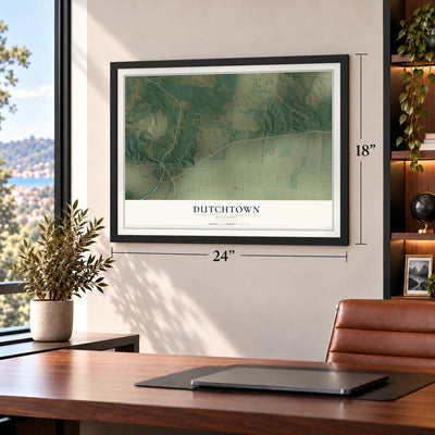 Dutchtown, Missouri map, 18 x 24 inch print in a black frame in a home office