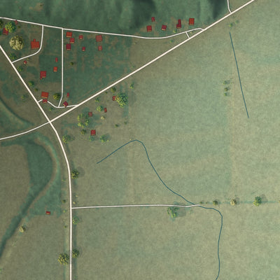 Close-up of the map of Dutchtown, Missouri print showing street and building detail