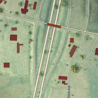 Close-up of the map of Eagleville, Missouri print showing street and building detail