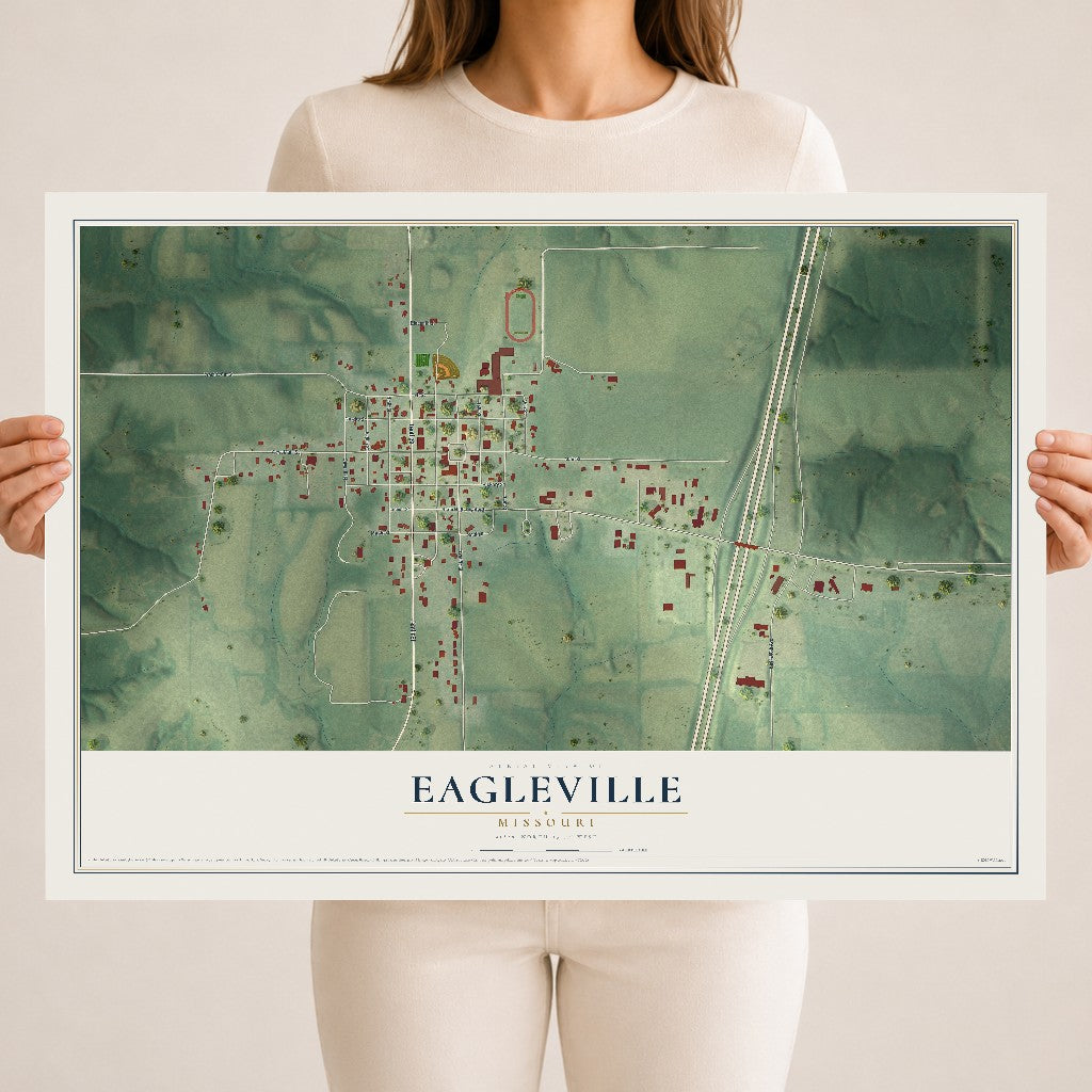 Map of Eagleville, Missouri, 18 x 24 inch unframed archival matte print