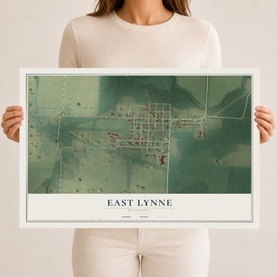 Map of East Lynne, Missouri, 12 x 18 inch unframed archival matte print
