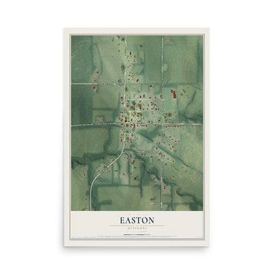 Map of Easton, Missouri, 12 x 18 inch unframed archival matte print