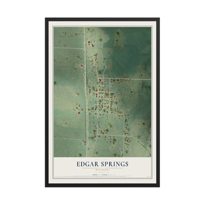 Map of Edgar Springs, Missouri, 12 x 18 inch print in a black wood frame