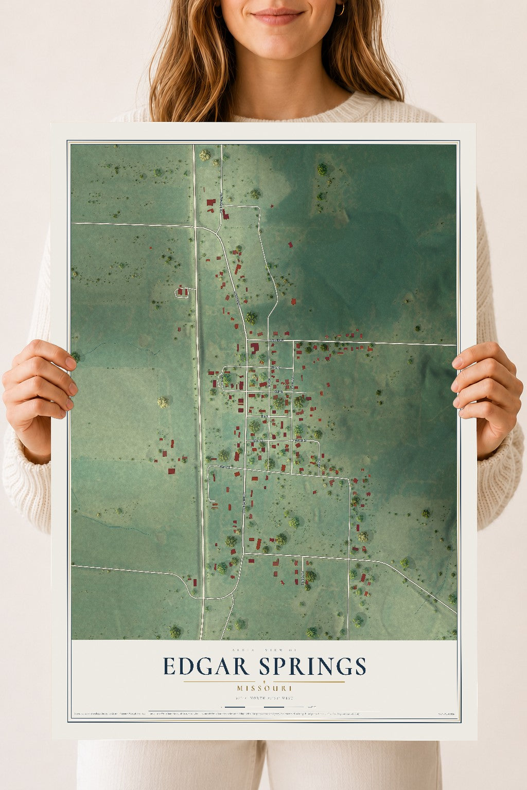 Map of Edgar Springs, Missouri, 18 x 24 inch unframed archival matte print