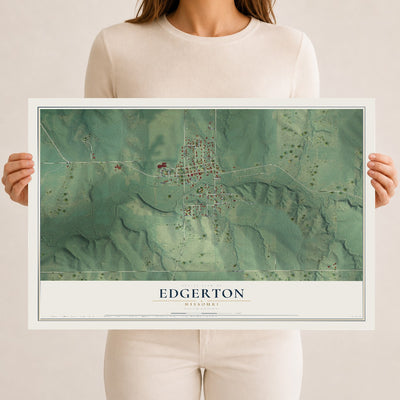 Map of Edgerton, Missouri, 12 x 18 inch unframed archival matte print