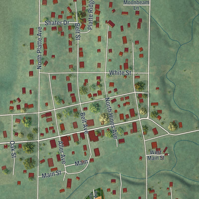 Close-up of the map of Edgerton, Missouri print showing street and building detail