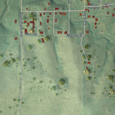 Second close-up of the map of Edgerton, Missouri print showing more streets and buildings
