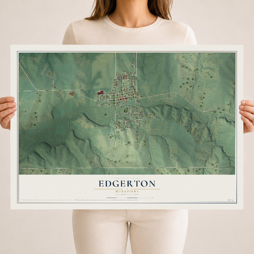 Map of Edgerton, Missouri, 18 x 24 inch unframed archival matte print
