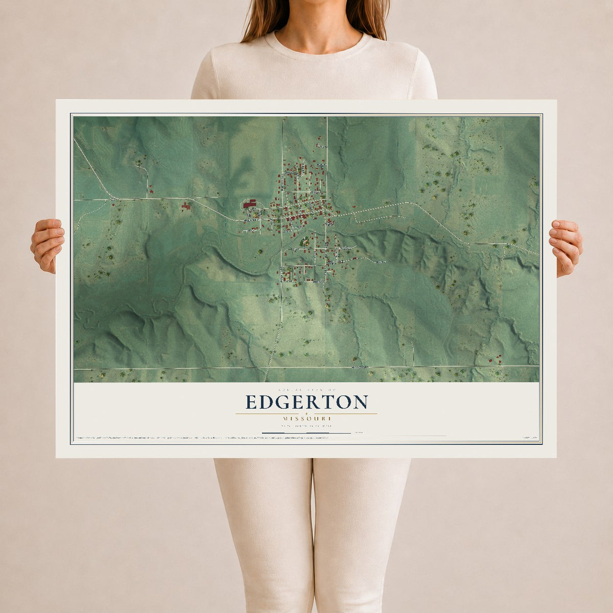 Map of Edgerton, Missouri, 24 x 36 inch unframed archival matte print